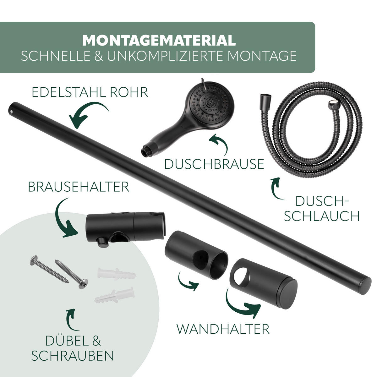 BRAUSESTANGENSET, schwarz - Schwarz, Metall (11/71.5/16.5cm) - bremermann