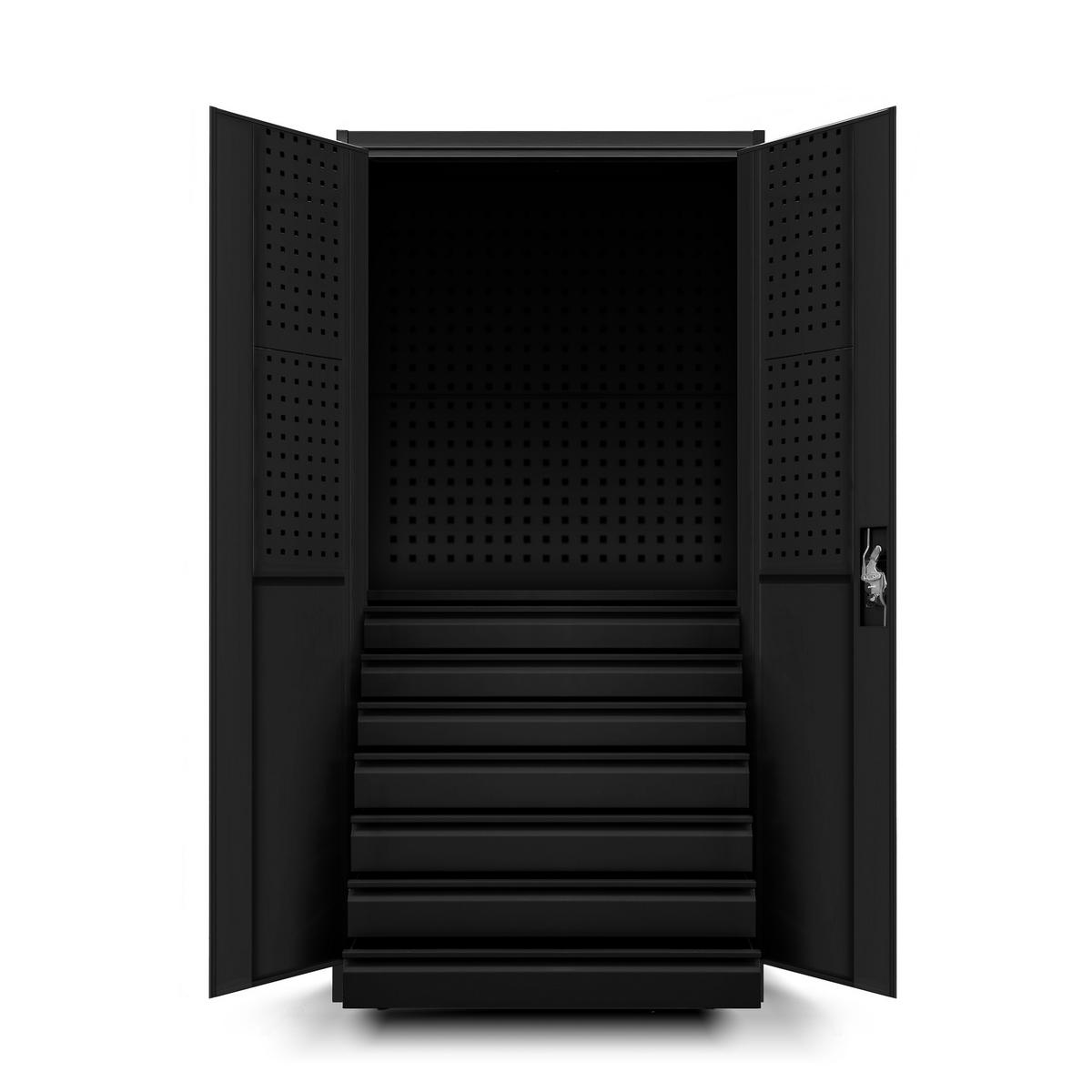 WERKZEUGSCHRANK Werkstattschrank DAREK 185x92x50 cm - Schwarz, Metall (92/185/50cm) - Jan Nowak