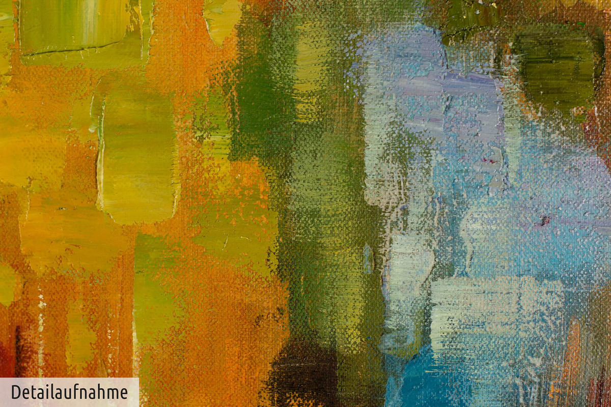 ACRYLBILD HANDGEMALT 75/100 cm - Blau/Gelb, Holz/Textil (75/100cm) - KUNSTLOFT