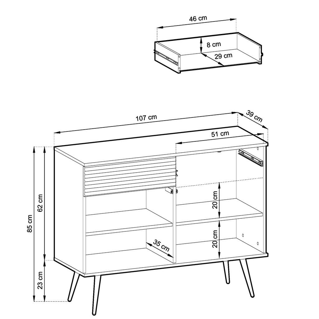 Thumbnail - Komodee Sideboard, Beige, Kunststoff, 2 Fächer, 2 Schubladen, 107x85x39 cm, Wohnzimmer, Kommoden & Sideboards, Sideboard...