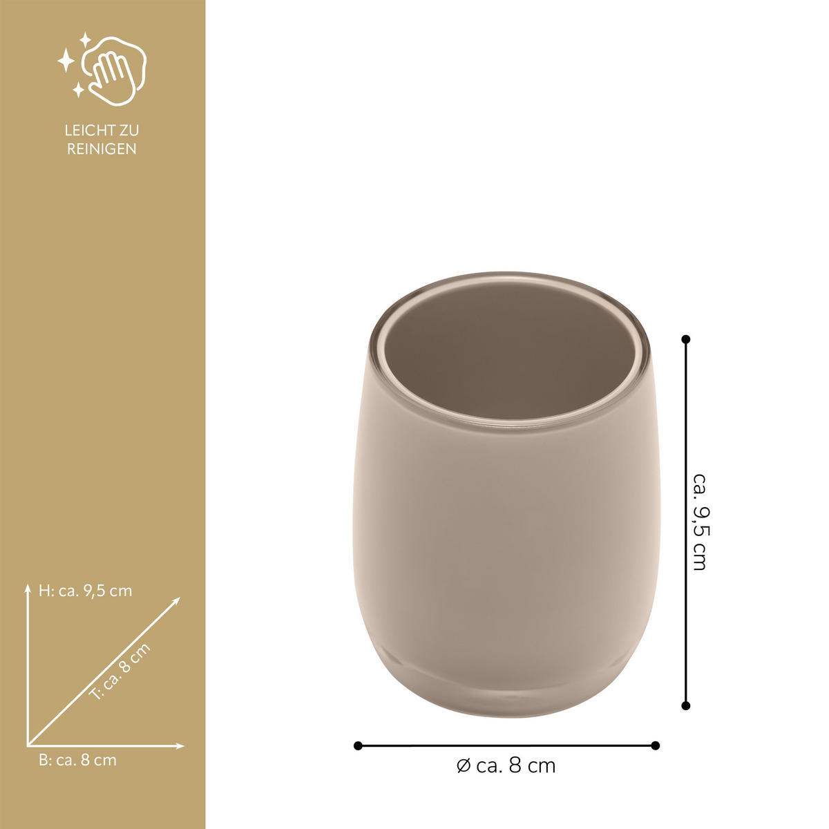 ZAHNPUTZBECHER SAVONA, braun - Cappuccino, Kunststoff (8/9.5/8cm) - bremermann