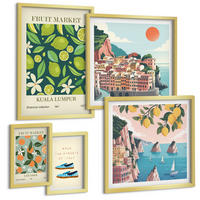 BILDER SET 5er Set - 50x50 cm & 20x30 cm & 40x60 cm Goldrahmen - Stadtansichten Paris London Frankreich - Goldfarben, Kunststoff (40/60cm) - TULUP