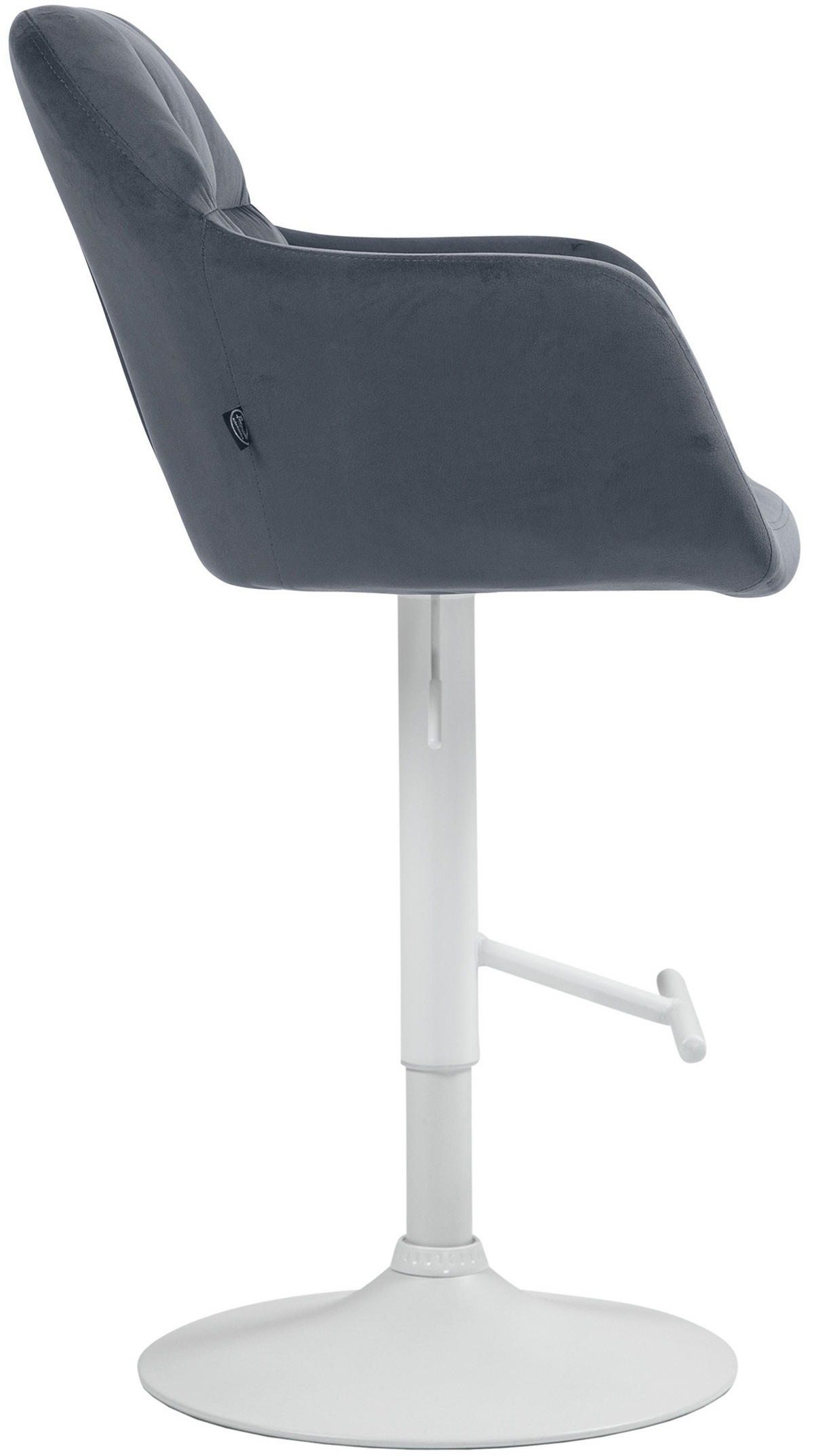 BARHOCKER Nardo Samt weiß dunkelgrau - Weiß/Grau, Textil/Metall (57/118/59cm) - TPFLiving