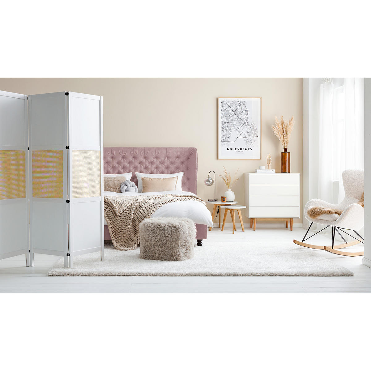 POLSTERBETT - Samt - Mauve, Textil (180/200cm) - home24