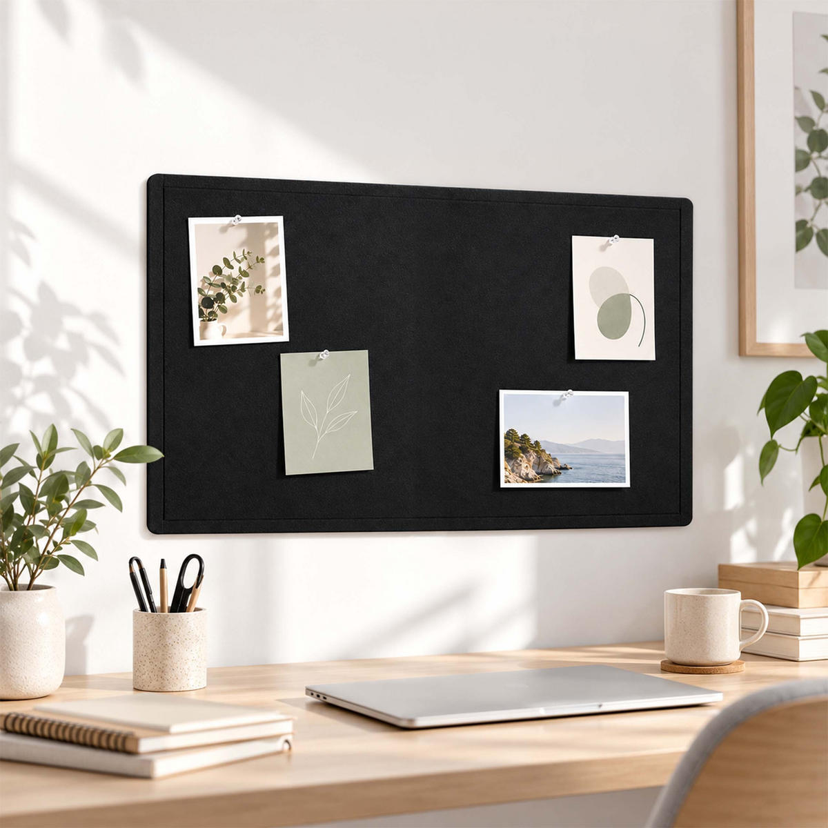 PINNWAND Schwarz Filz faltbar 84x59 cm - Schwarz, Textil (59/84/1cm) - Relaxdays