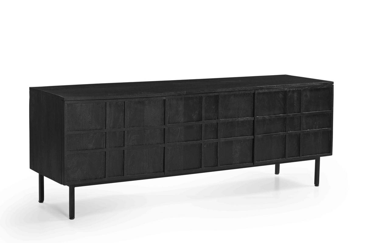 TV-MÖBEL aus Mangoholz 160cm, schwarz - Schwarz, Holz (160/56/40cm) - Giga Meubel