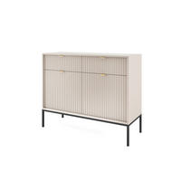 KOMMODE: 2 Schubladen, 2 Türen, Kaschmir, Schwarz, 104 x 83 x 39 cm, goldene Griffe - Beige/Schwarz, Holzwerkstoff/Metall (104/83/39cm) - 3XE LIVING