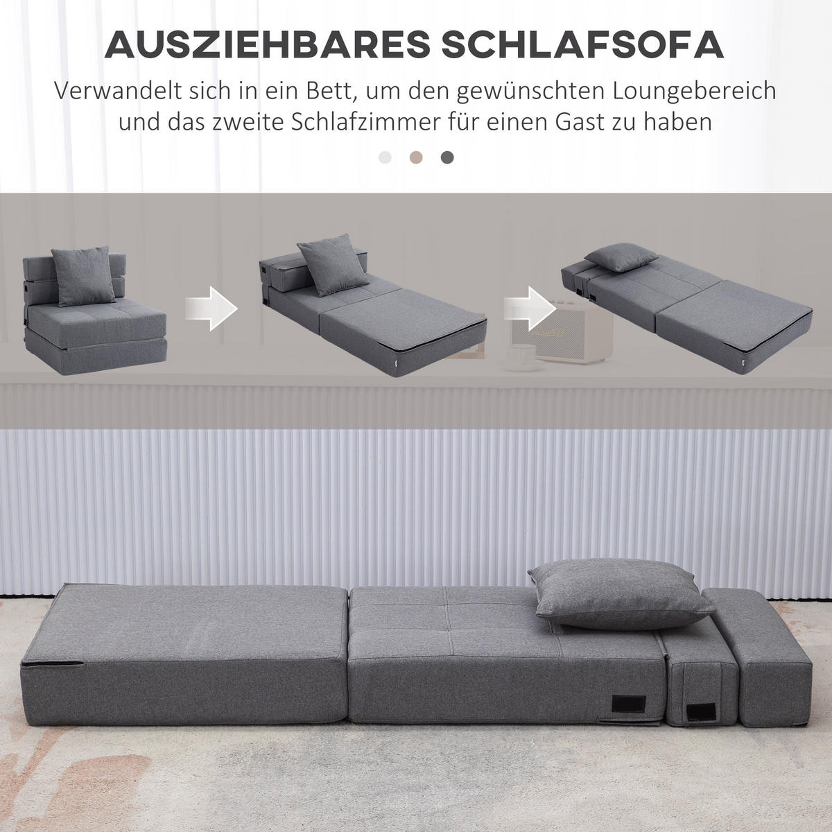 SCHLAFSESSEL, Polybaumwolle, Dunkelgrau - Dunkelgrau, Textil (70/61/70cm) - HOMCOM