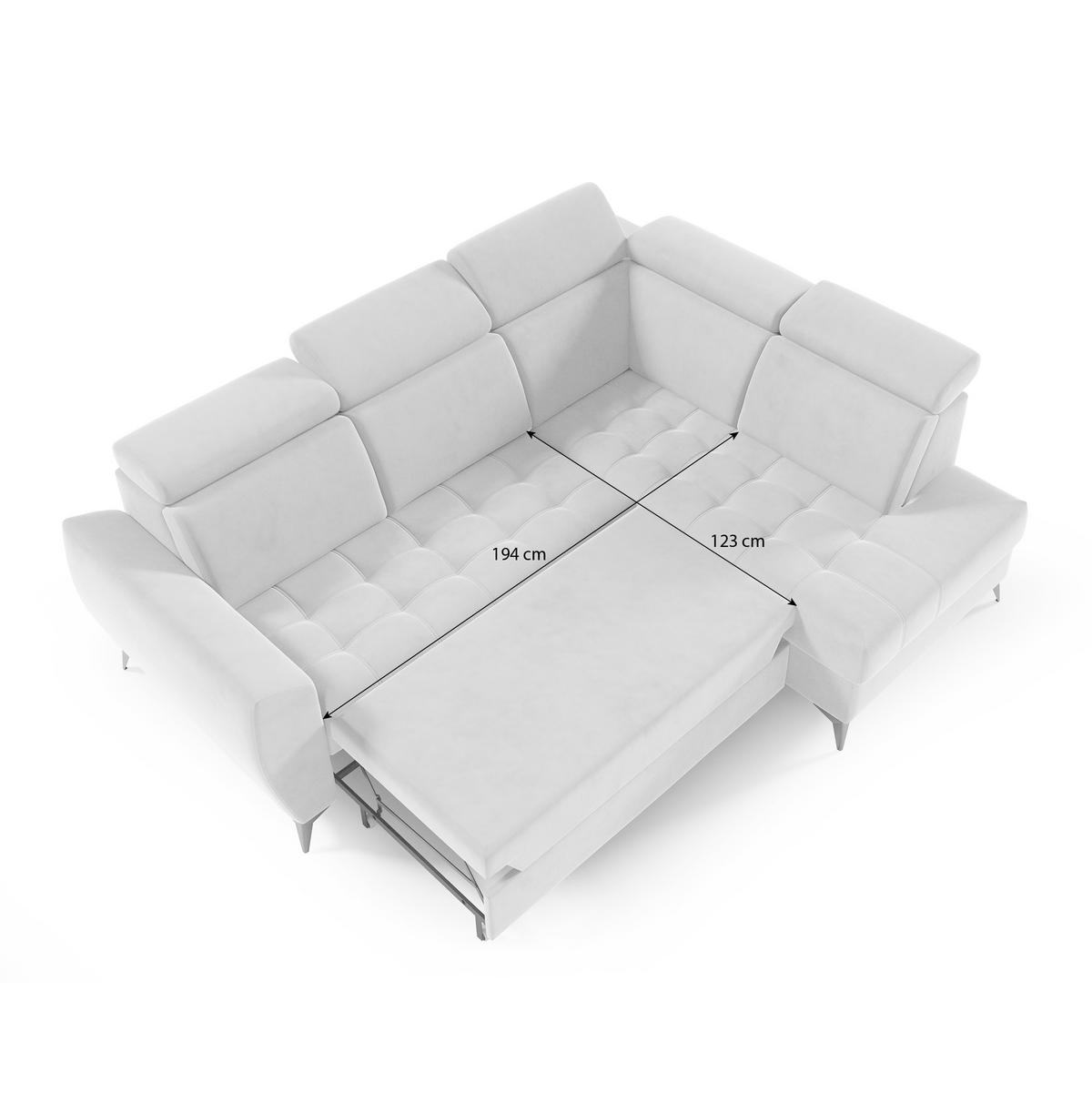 ECKSCHLAFSOFA Aurora II mit verstellbare Kopfstützen, Dunkelgrün, rechts - Dunkelgrün/Schwarz, Textil (266/204cm) - Beautysofa