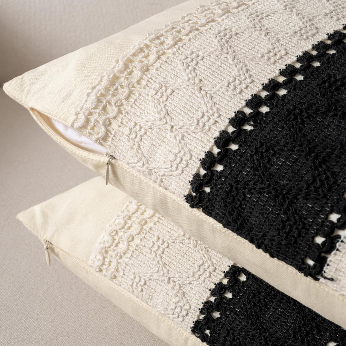 KISSENBEZUG – ohne Füllung – weiß – 45 x 45 cm – 2 Stück - Weiß, Textil (45/45cm)