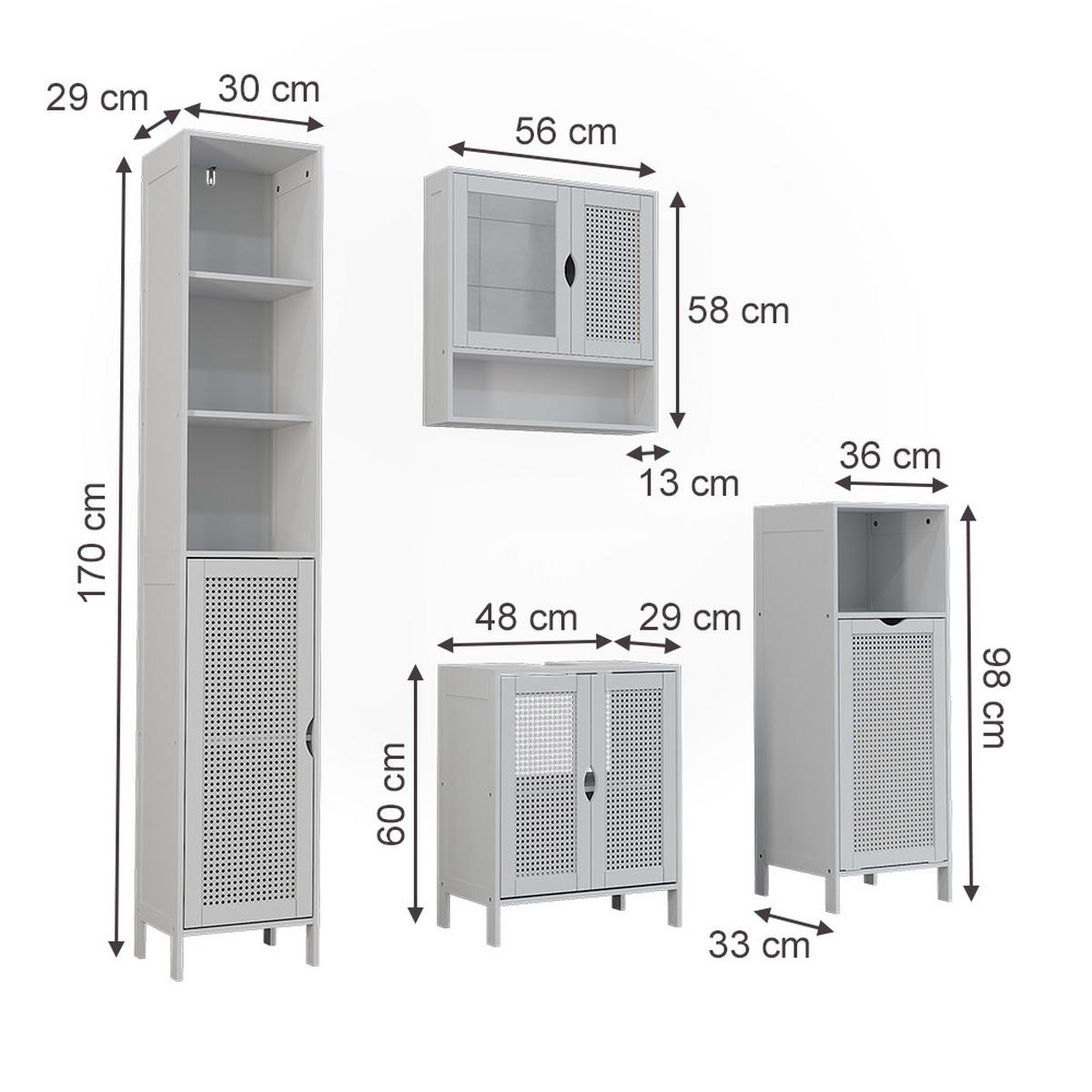 BADMÖBEL-SET Liora, Weiß, 4 Teile - Weiß, Holzwerkstoff (48/60/29cm) - Vicco
