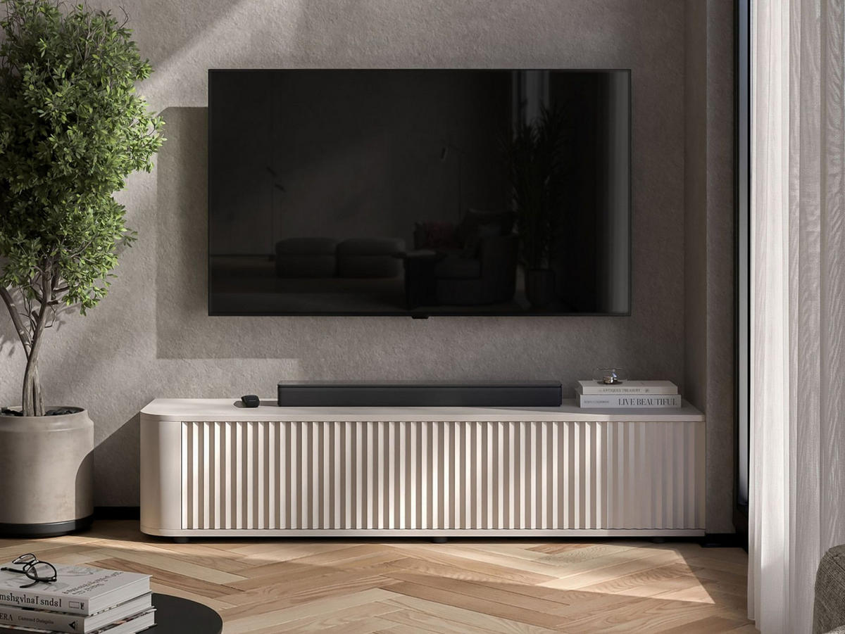 TV stolek Aurora kašmírový matný 140 cm s nízkými nožkami - kašmírová, kompozitní dřevo (140/31/35cm) - Meble Lindner