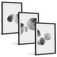 BILDER SET 3er Set - 40x60 cm Schwarzer Rahmen - Abstrakte Kunst, Farbspritzer - Schwarz, Kunststoff (40/60cm) - TULUP