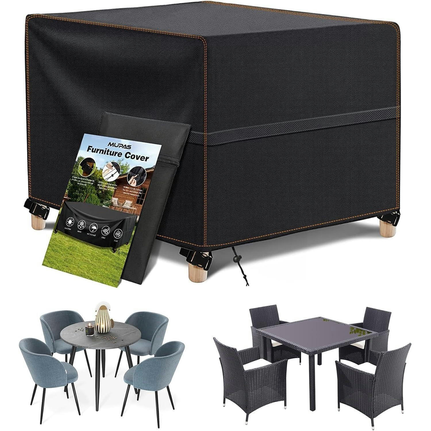 ABDECKHAUBE Gartenmöbel 90 x 90 x 90 cm Wasserdicht 420D Oxford mit Zugkordel - Schwarz, Kunststoff (90/90/90cm)