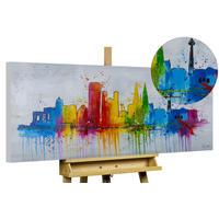 ACRYLBILD HANDGEMALT 120/60 cm - Blau/Gelb, Holz/Textil (120/60cm) - KUNSTLOFT