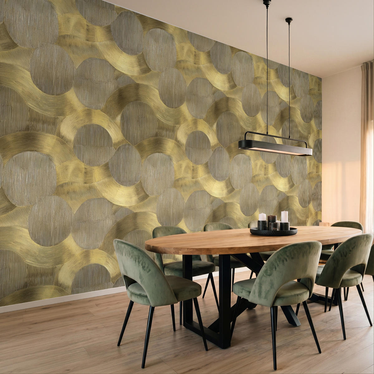 TAPETE - Modern - Geometrisch - Gold - 450x260 cm - Goldfarben, Papier (450/260cm) - OnlyWow
