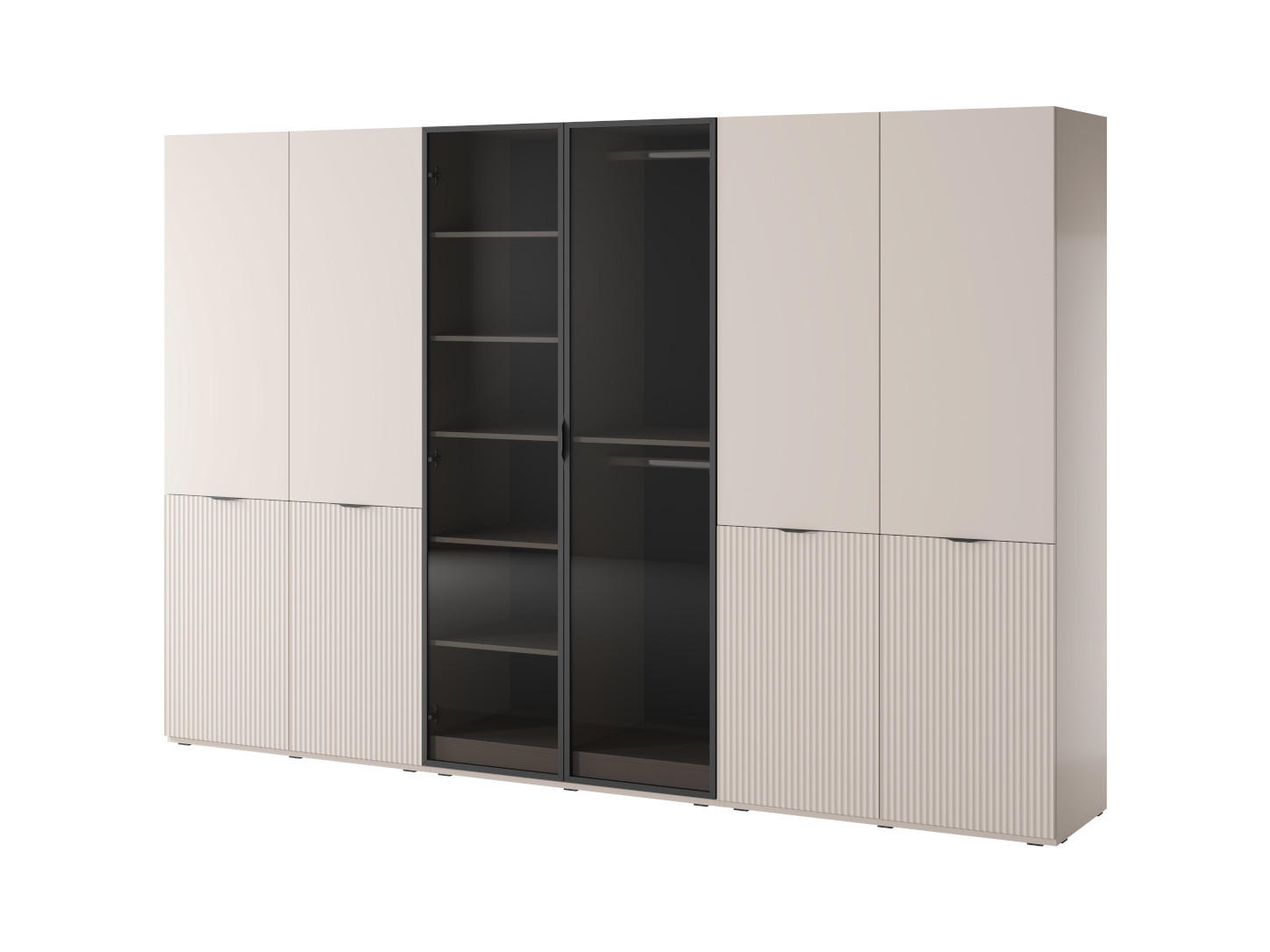 DREHTÜRENSCHRANK ATELIO 303/200/51 cm Modern Kleiderschrank 6-türig Kaschmir - Kaschmir, Holzwerkstoff (303/200/51cm) - MASSENO