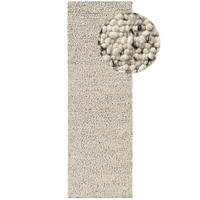 WOLLTEPPICH-LÄUFER Patch Weiß/Schwarz 80x250 cm - Weiß, Textil (80/250cm) - benuta Pure