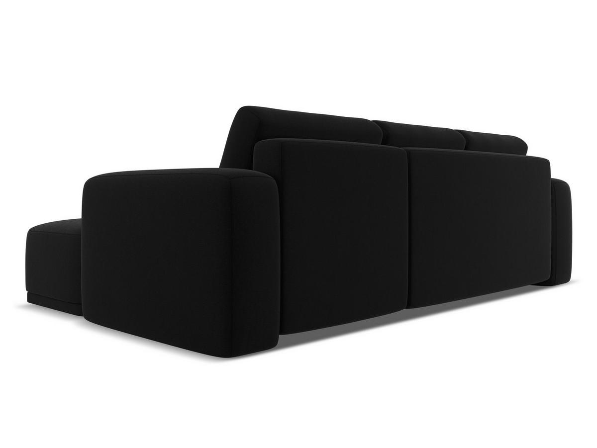 ECKSOFA mit Schlaffunktion Samt Stoff Schwarz - Schwarz, Kunststoff/Textil (258/160cm) - Makamii