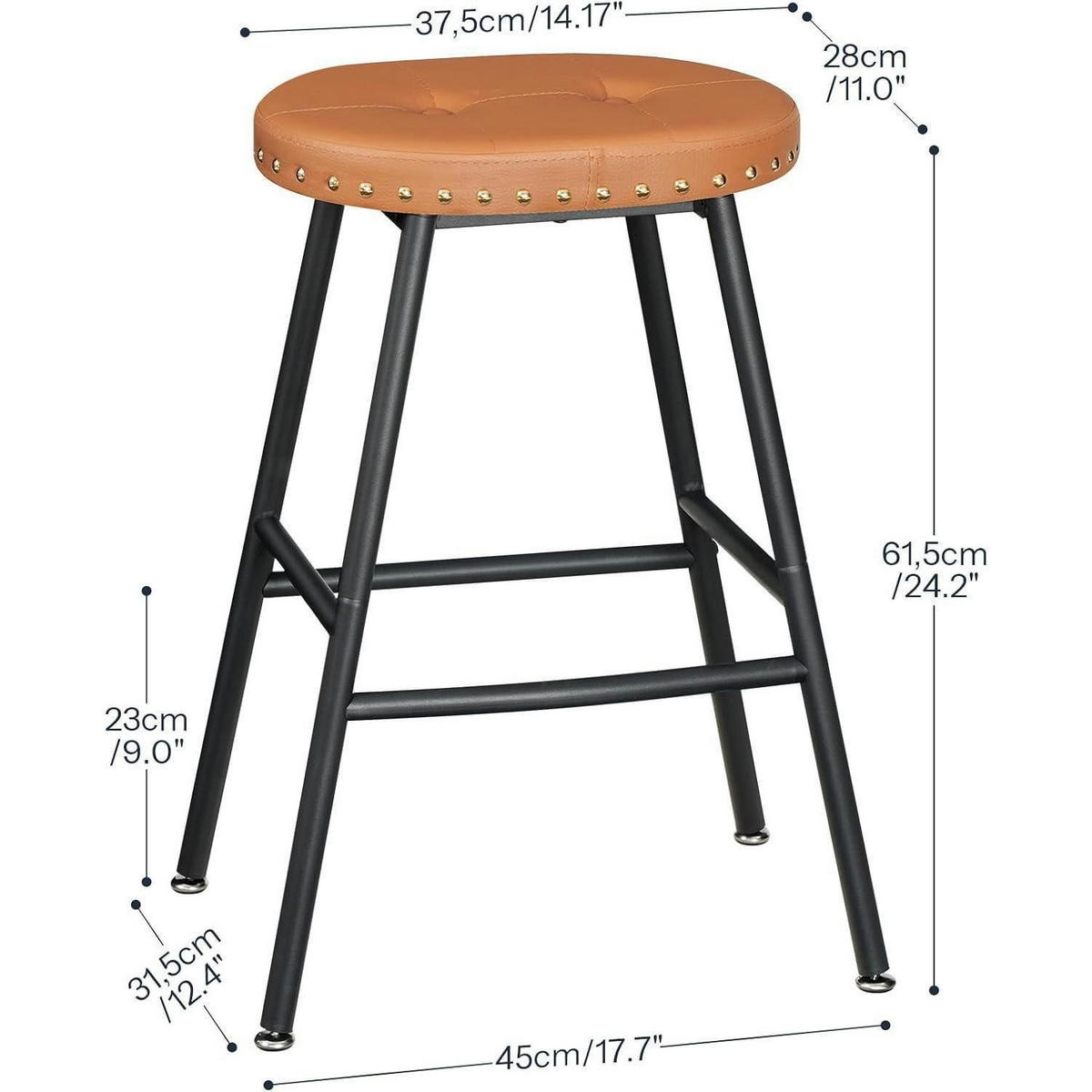BARHOCKER 2er Set 62 cm Braun Schwarz - Braun, Kunststoff (38/63/28cm)