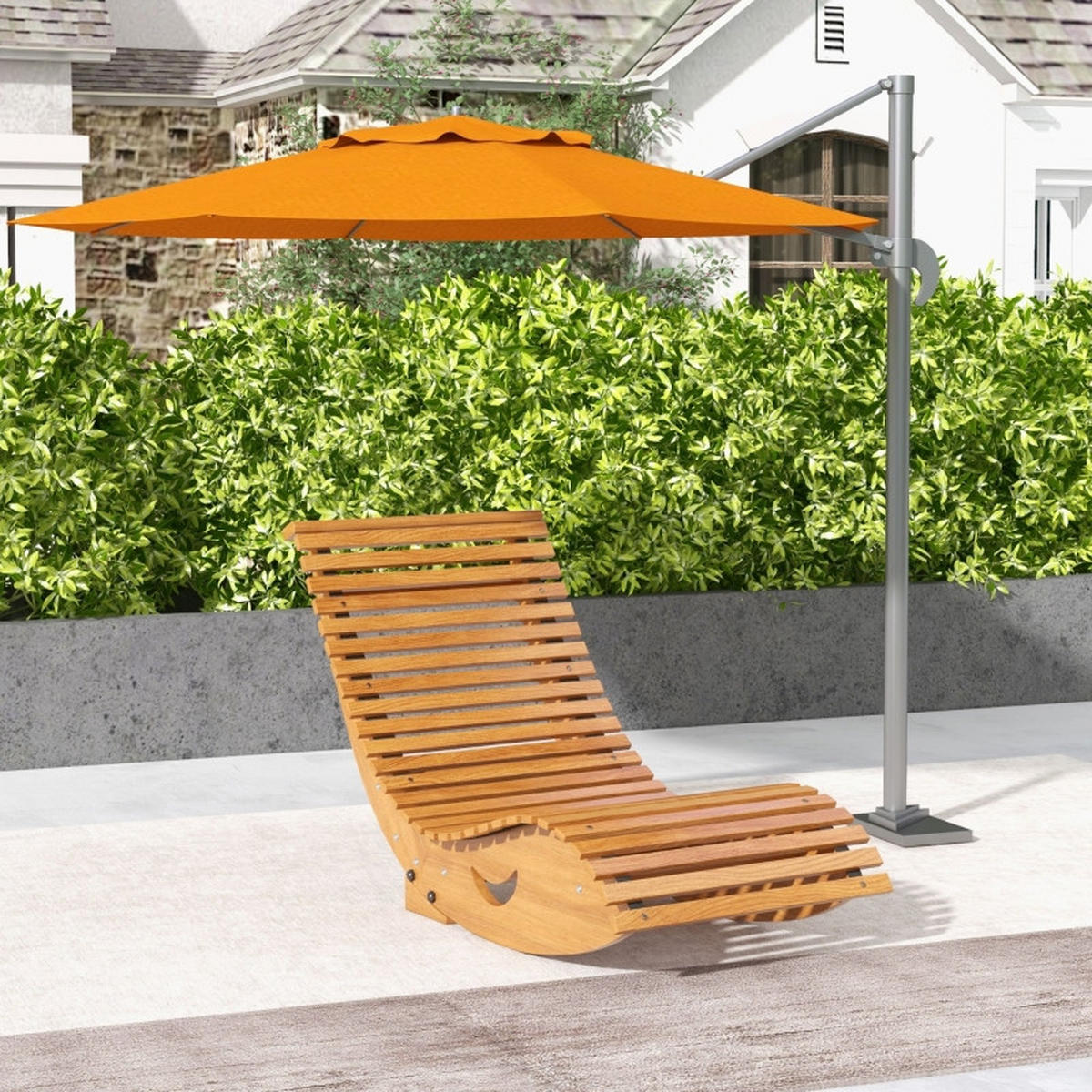 GARTENSCHAUKELSTUHL 130/60/60 cm teak aus Holzwerkstoff mit hoher Lehne - Naturfarben, Holzwerkstoff (60/60/130cm) - OKWISH
