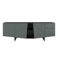 SIDEBOARD Wing, Asymmetrische Fronten, 200 cm, Schwarz und Grau - Schwarz/Grau, Holzwerkstoff (200.2/70/41.8cm) - Skandica