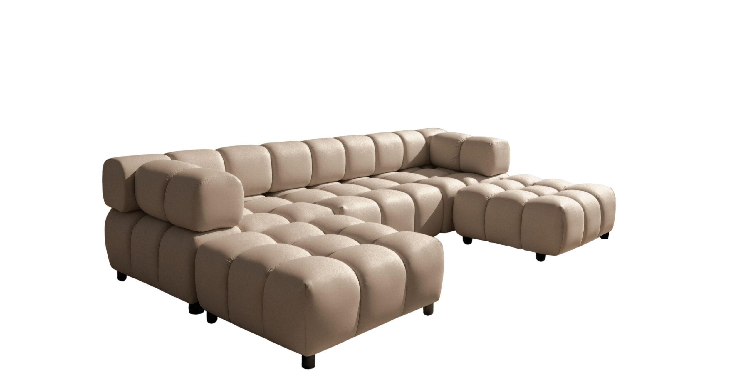ECKSOFA U-Form Bolla, stoff Bluvel, Latte - Beige, Holz (288/192cm) - Kaiser Möbel