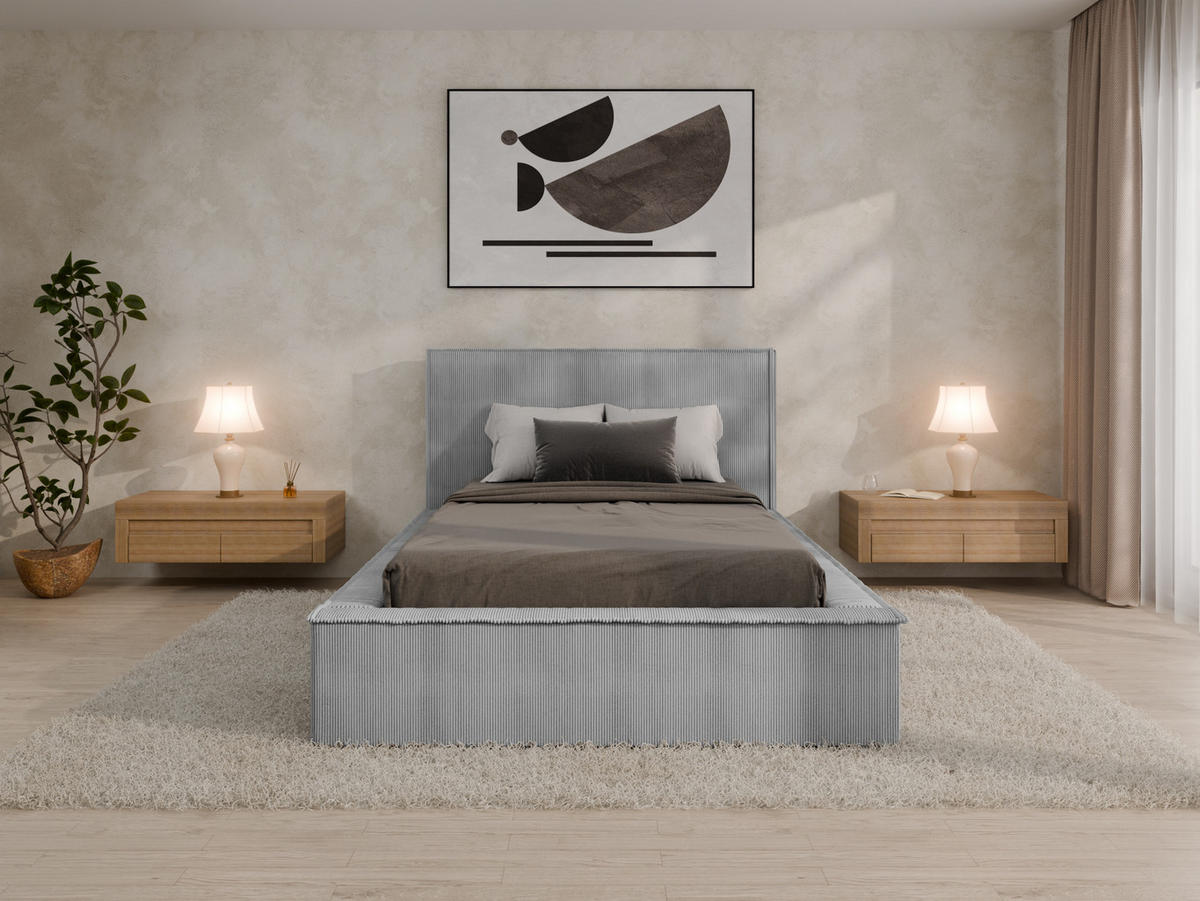 POLSTERBETT SANA 120x200cm Elegantes Polsterbett für modernen Wohnstil , Taschenfederkernmatratze LIORA(19cm), grau - Grau, Holz (120/200cm) - Panda Möbel