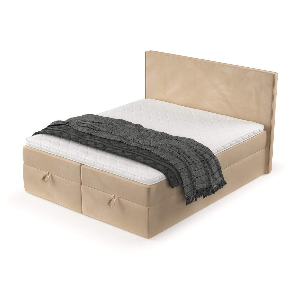 BOXBETT Velma 180/200 cm Beige im Kronos Stoff - Beige/Schwarz, Holz/Holzwerkstoff (180/200cm) - AltaBeds
