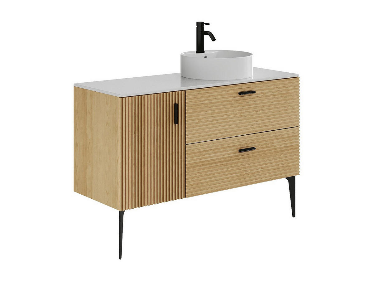 DOPPELWASCHTISCH - 120 cm x 46 cm - holz - naturfarben hell Sarone - Weiß, Holz (120/55/46cm) - Vente-Unique