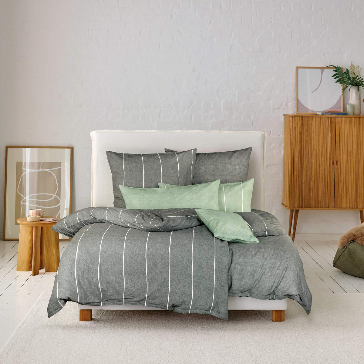 RENFORCÉ KISSENBEZÜGE HARPLINES - Anthrazit, Textil (40/80cm) - Esprit