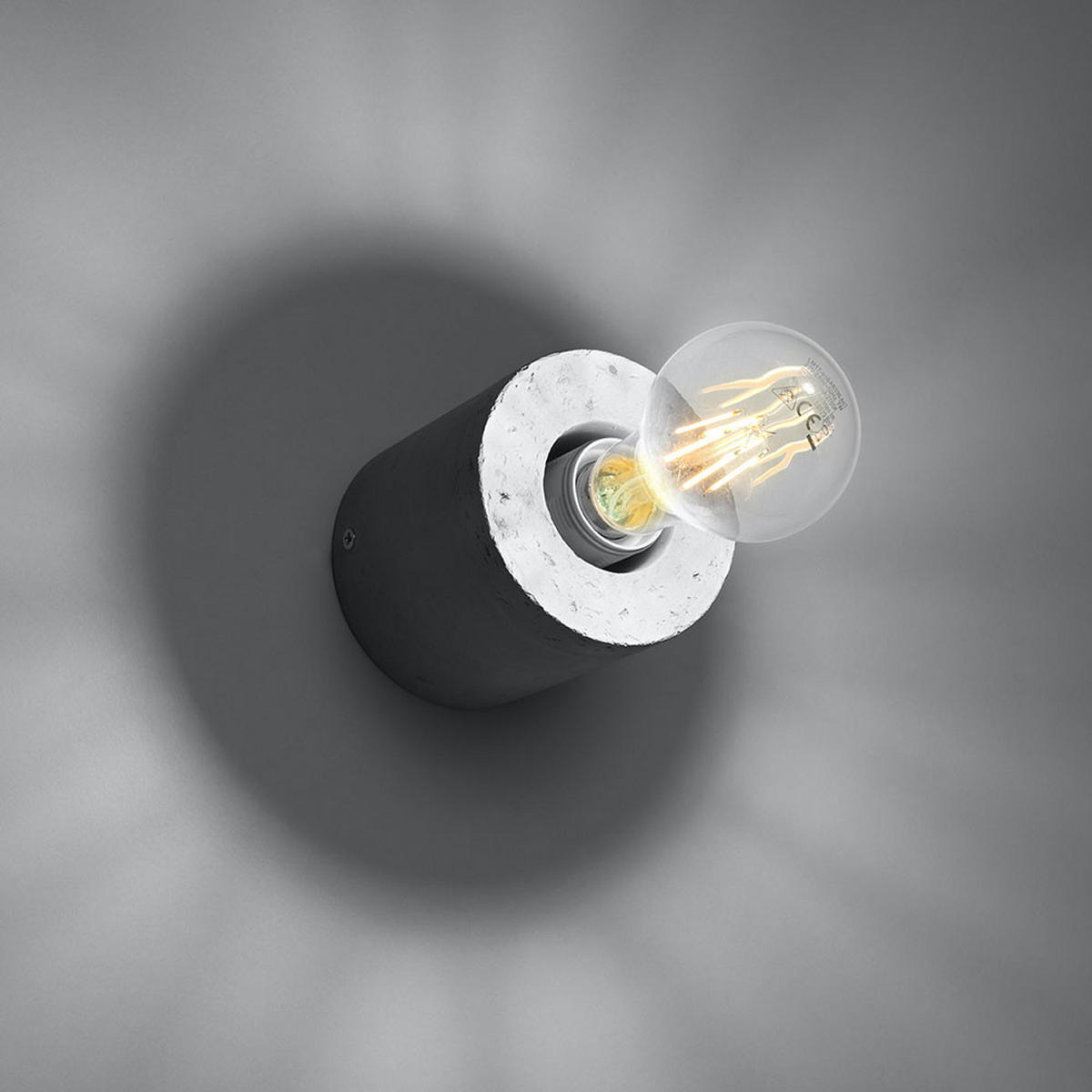 WANDLEUCHTE Betonoptik Grau rund - Grau, Stein (10/10/10cm)