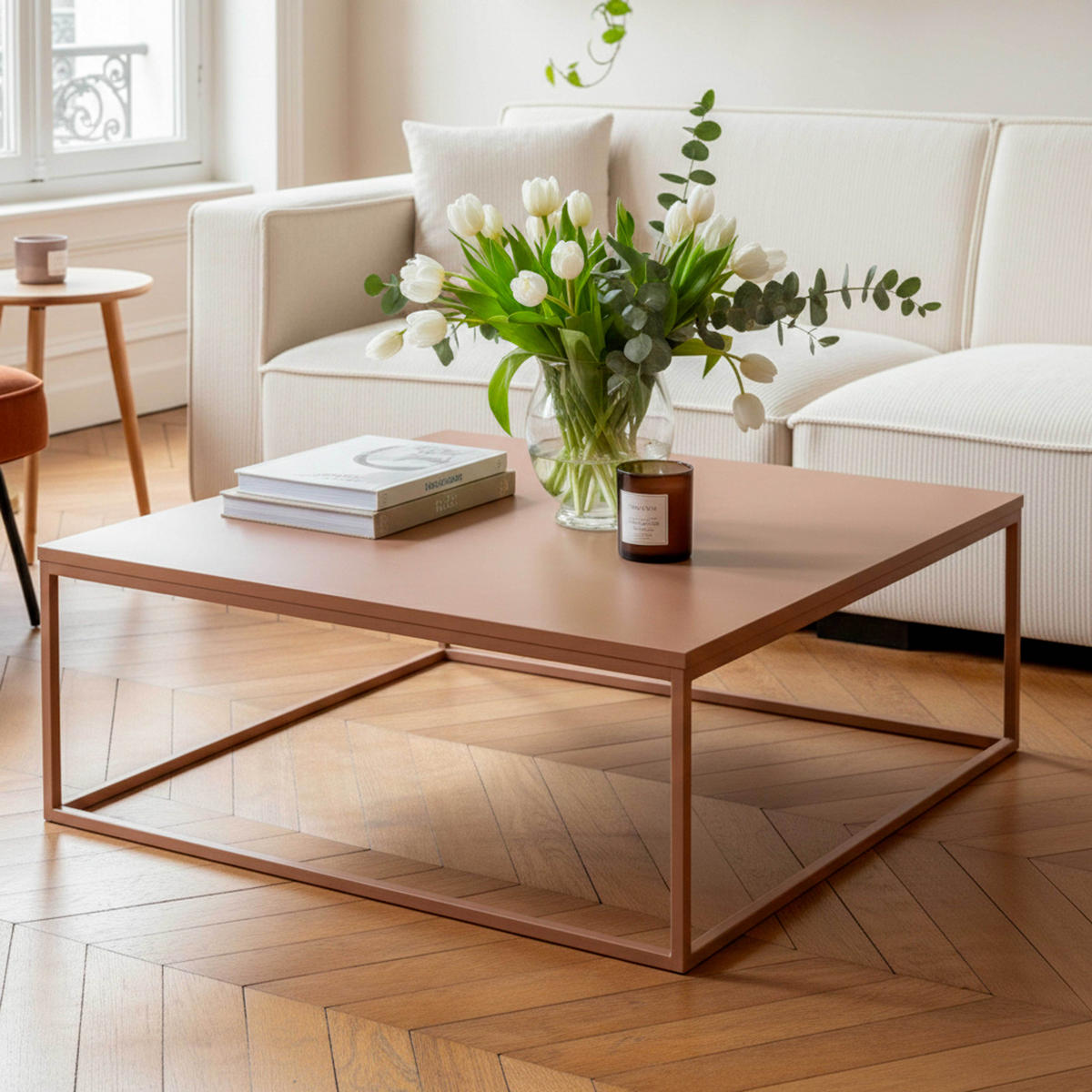 COUCHTISCH 120 cm, Braun - Braun, Metall (90/90/35cm) - Oviala