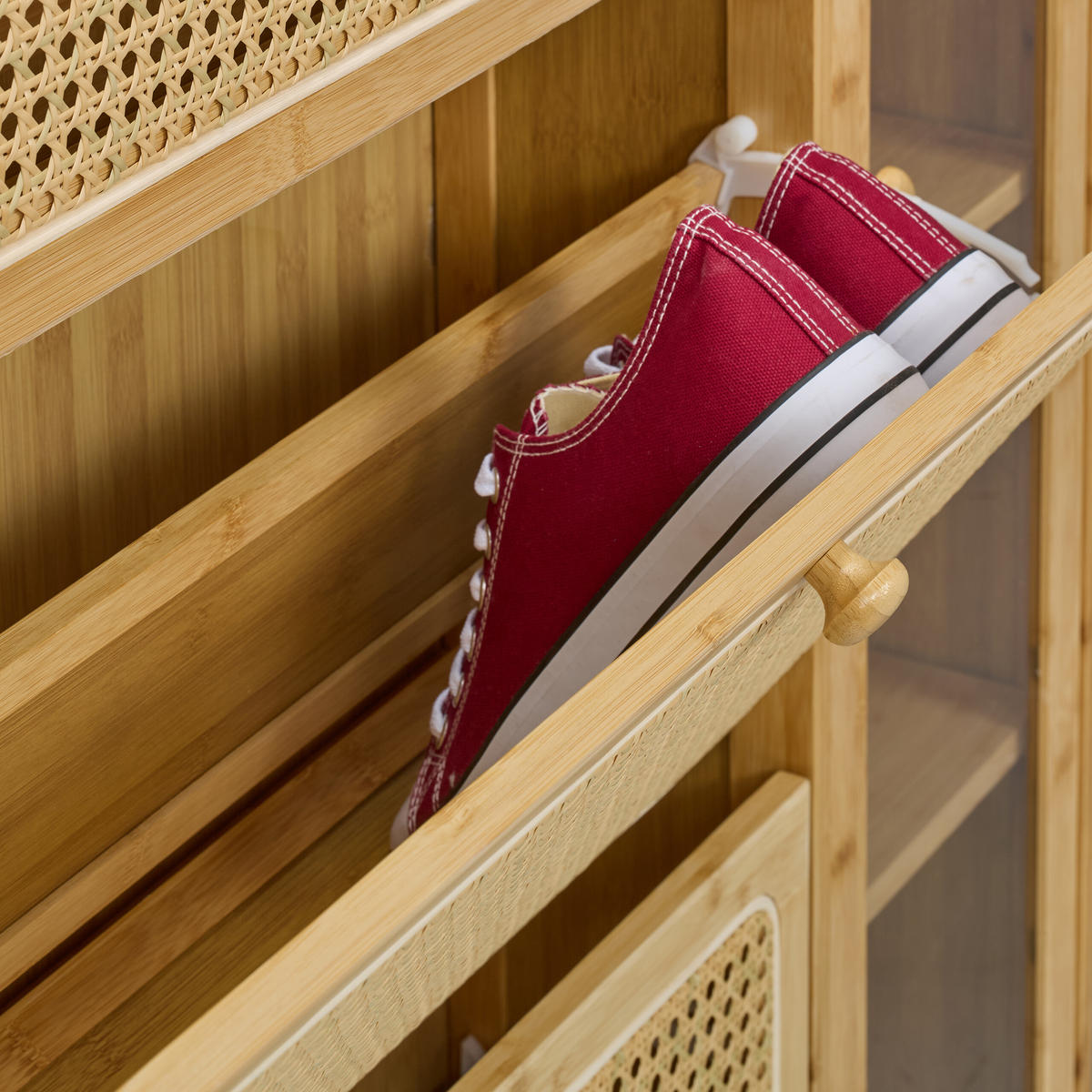 SCHUHSCHRANK - Hellbraun, Holz/Holzwerkstoff (95/127/19cm) - Relaxdays