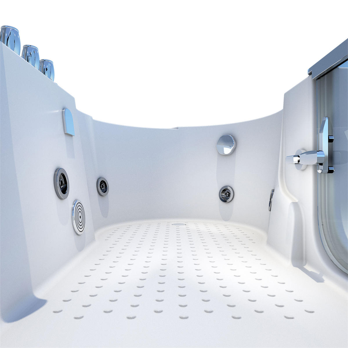 SITZWANNE Whirlpool Badewanne mit Tür S12-TH-WP-L 170x85cm - Weiß, Glas/Kunststoff (85/60/170cm) - AcquaVapore by Sandra Jentho