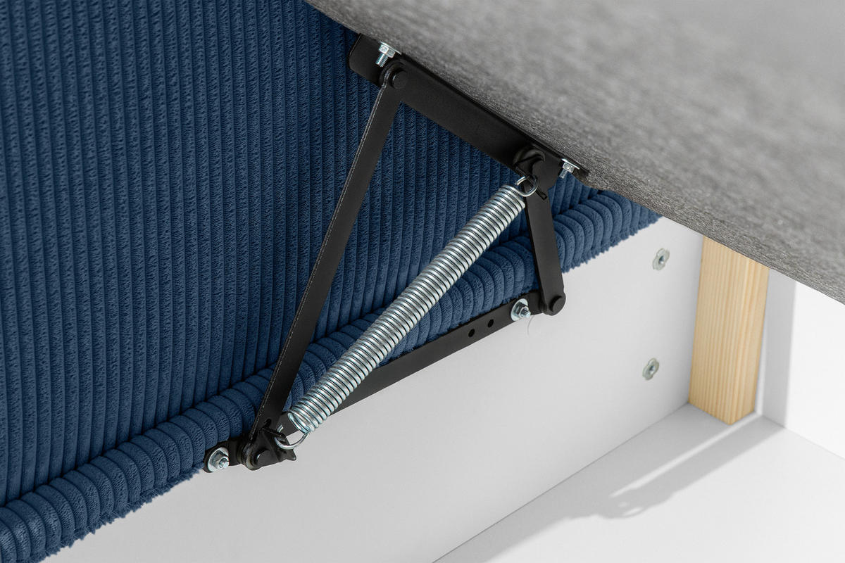 JUGENDBETT ROTI Einzelbett mit Bettkasten, 90x200cm, Bett mit Bonellmatratze, mit Rückenlehne - Schwarz/Dunkelblau, Holz/Holzwerkstoff (92/200cm) - KONSIMO®