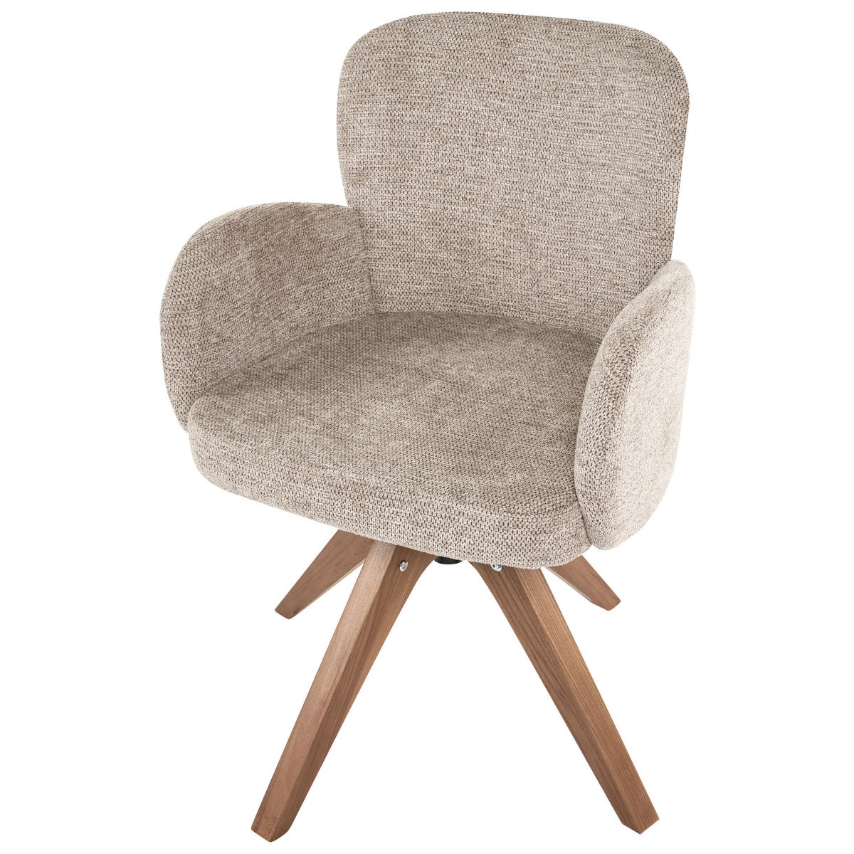 ESSZIMMERSTUHL 2er Set drehbar Stoff Taupe Jean - Taupe, Holz/Textil (64/82/70cm) - Beliani