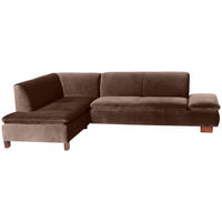 ECKSOFA mit Ottomane links Kaye Bezug Samtvelours Buche nussbaum dunkel / braun - Braun, Kunststoff (190/270cm) - 58aufmkessel