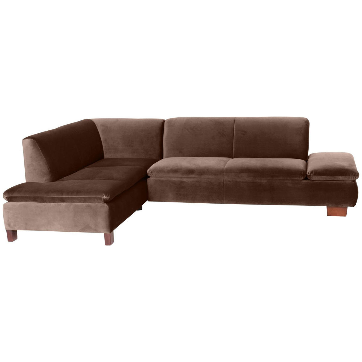 ECKSOFA mit Ottomane links Kaye Bezug Samtvelours Buche nussbaum dunkel / braun - Braun, Kunststoff (190/270cm) - 58aufmkessel