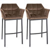 BARHOCKER 2er Set Samt Braun - Schwarz/Braun, Textil (64/110/48cm) - CLP