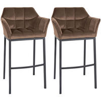 BARHOCKER 2er Set Samt Braun - Schwarz/Braun, Textil (64/110/48cm) - CLP
