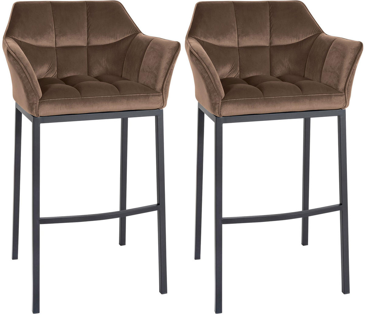 BARHOCKER 2er Set Samt Braun - Schwarz/Braun, Textil (64/110/48cm) - CLP