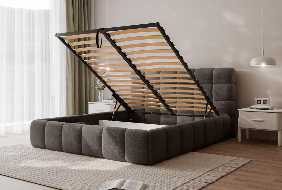 POLSTERBETT BIVIO 180x200 cm, Dunkelbraun - Dunkelbraun, Textil (180/200cm) - Fedve