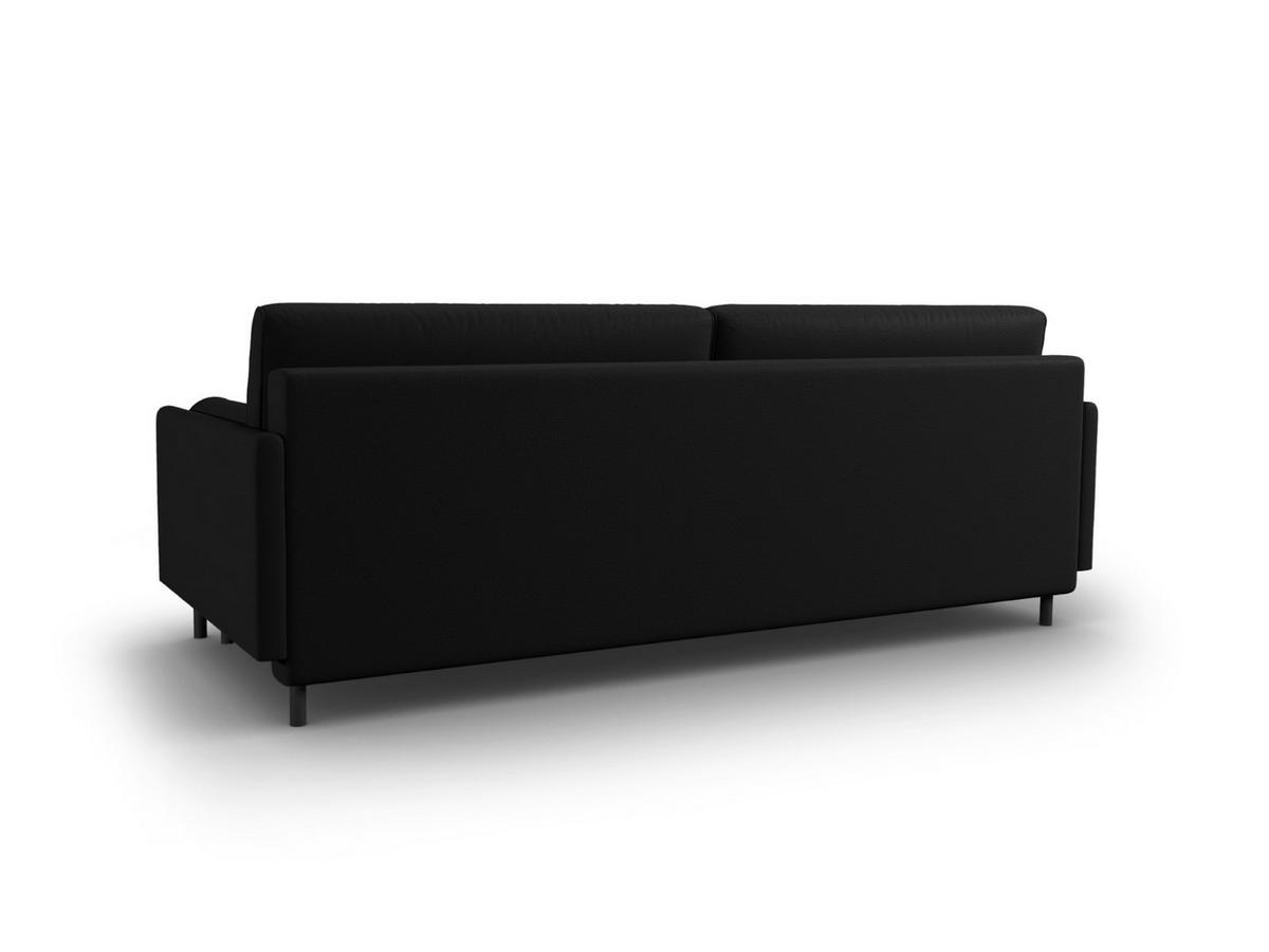 AUSKLAPPBARES-SOFA mit Bettkasten Scott aus strukturiertem Stoff schwarz 3 Sitzplätze - Schwarz, Textil (97/87/212cm) - Micadoni