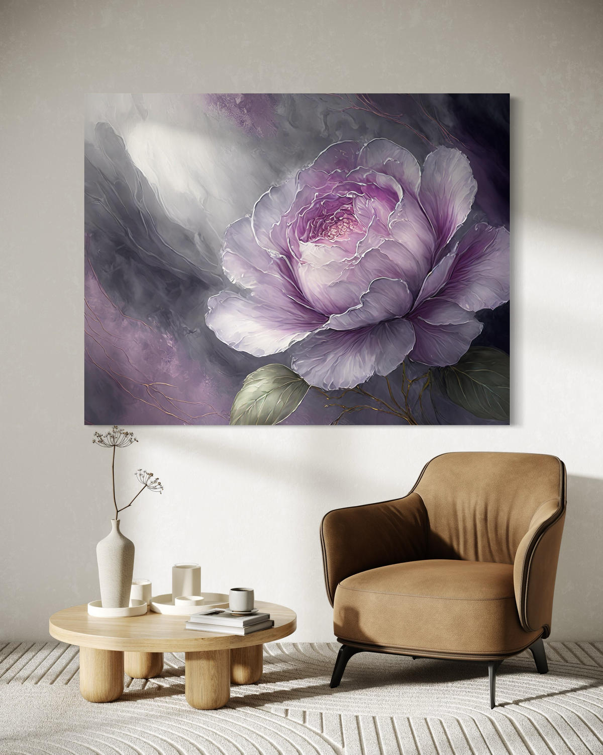 WANDBILD abstrakte pfingstrose - Lila, Textil (60/40cm) - Feeby