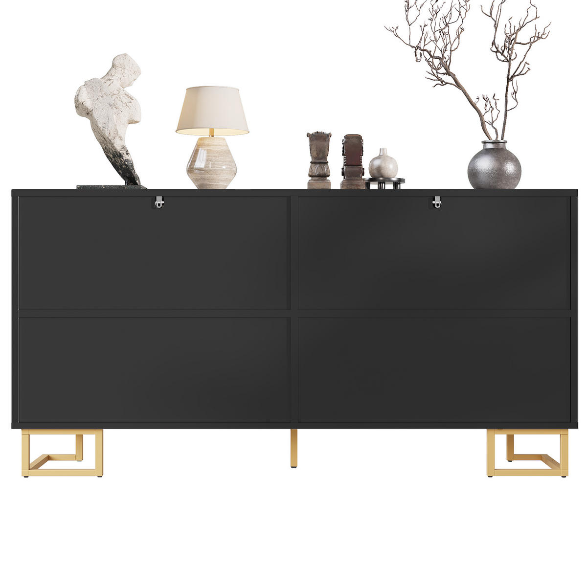 SIDEBOARD DE-38557 152/40/75 cm geometrisches Design Schwarz - Schwarz, Holzwerkstoff (152/75/40cm) - ComfortXL