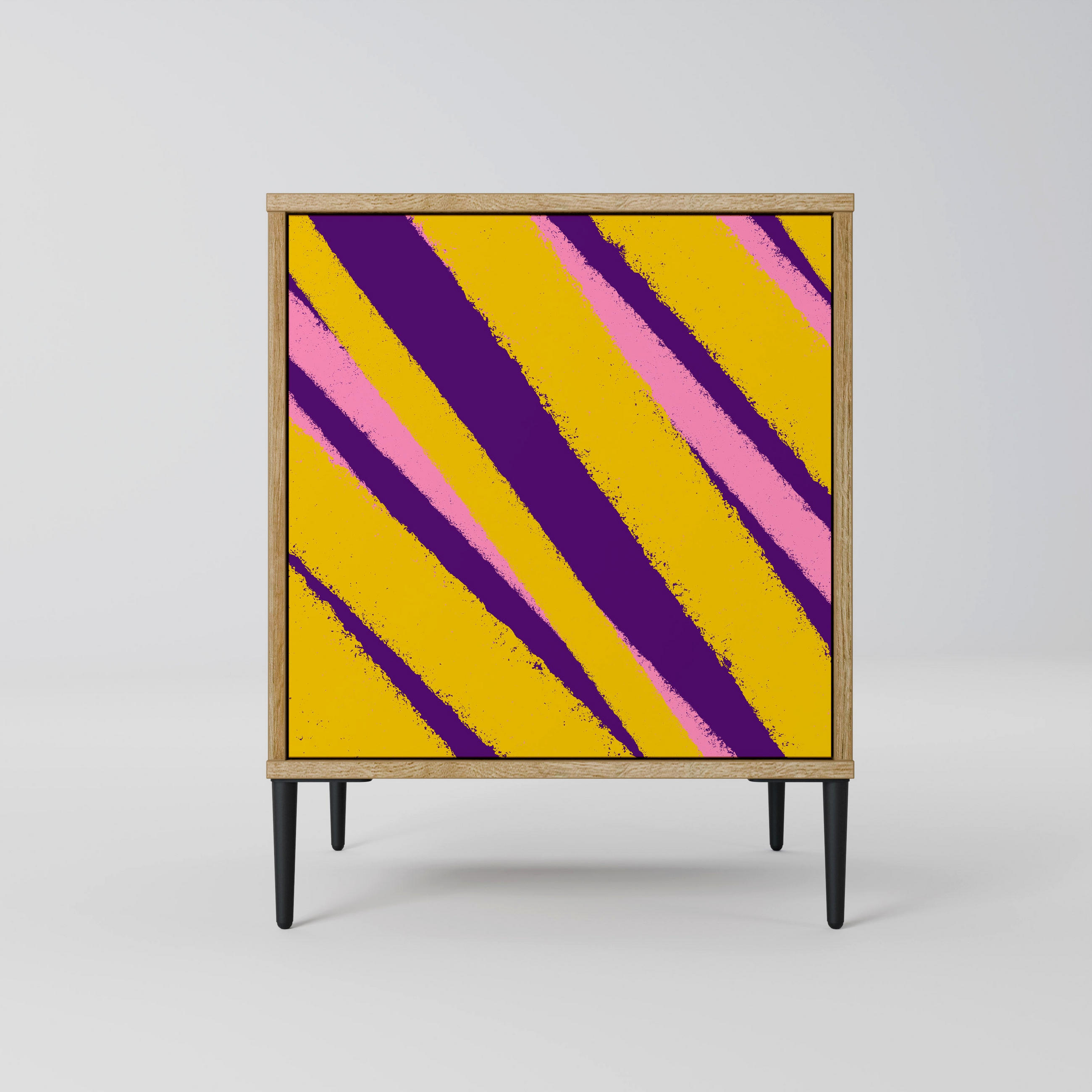 SIDEBOARD DREAMS COME TRUE, Eichefarben, 57,5x42x72,5 cm, Schwarze Metallfüße - Eichefarben/Multicolor, Holzwerkstoff/Metall (57.5/72.5/42cm) - SpaceRebels