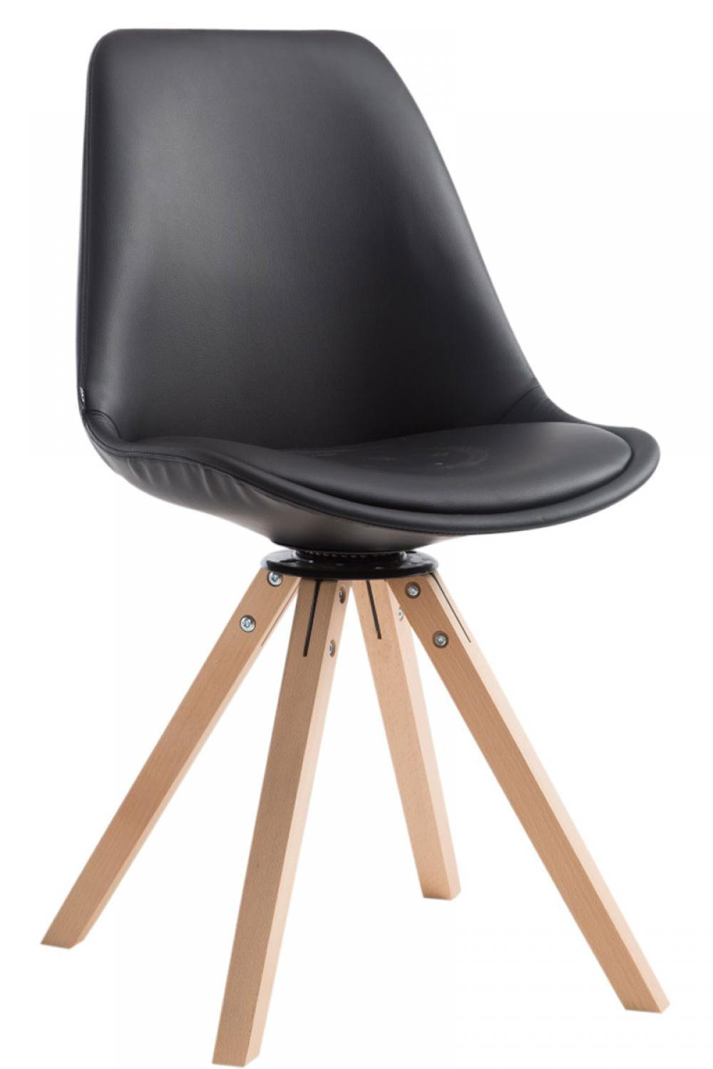 STUHL Lederlook Schwarz - Eukalyptusholzfarben/Schwarz, Holz/Textil (48/84/56cm) - CLP