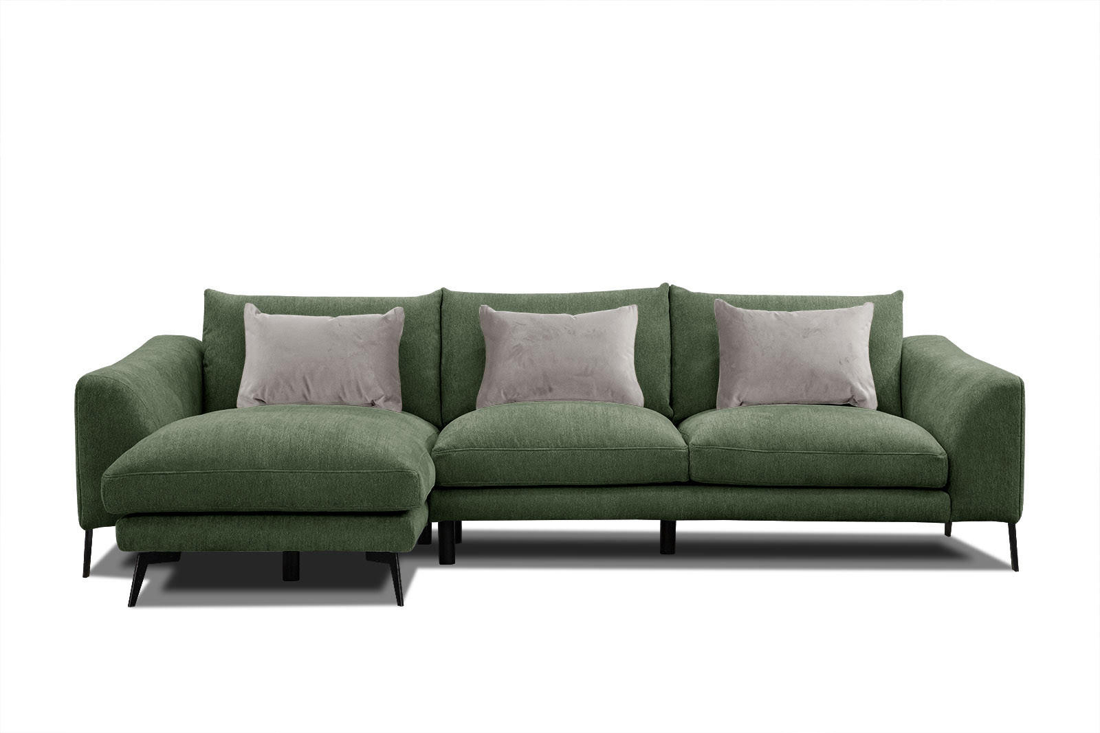 ECKSOFA WINTER 4-Sitzer, dunkelgrün - Dunkelgrün/Schwarz, Holzwerkstoff/Textil (158/269cm) - Courtois Laville