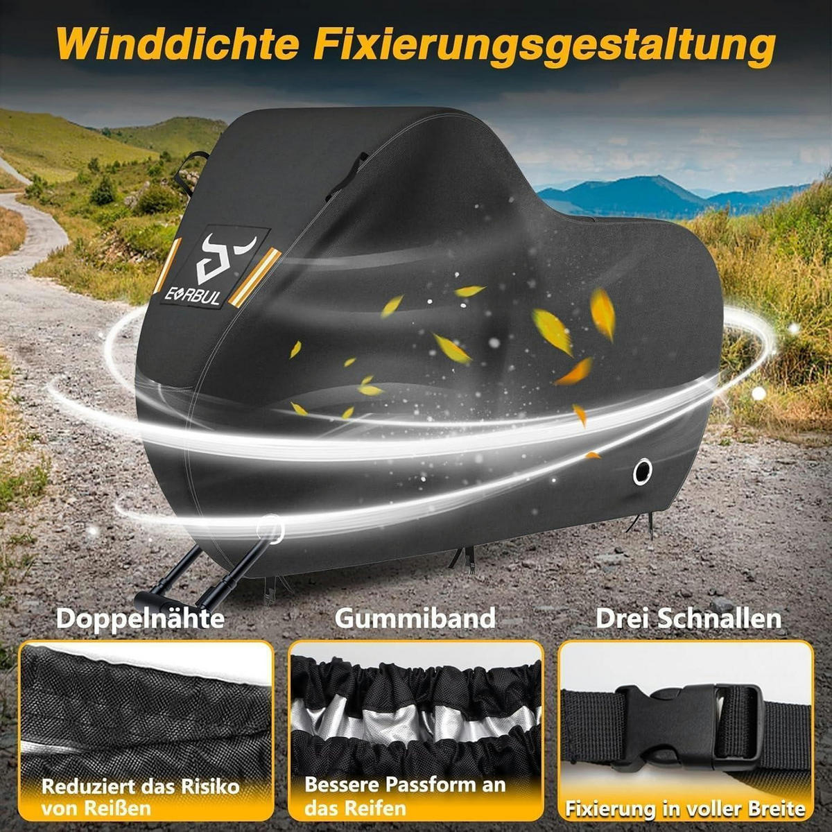 FAHRRADABDECKUNG für 2-3 Fahrräder 221 x 119 x 119 cm wasserdicht 420D-Gewebe - Schwarz, Textil (119/119/221cm)